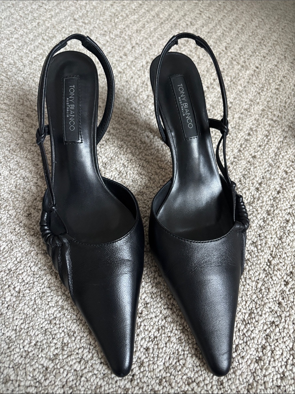 Tony Bianco Black Pointed Slingback Pumps